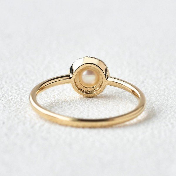 Round Pearl Halo Ring - Back