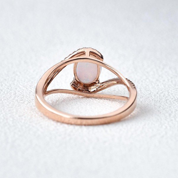 Oval Shaped Opal Eternity Twist Ring - Back